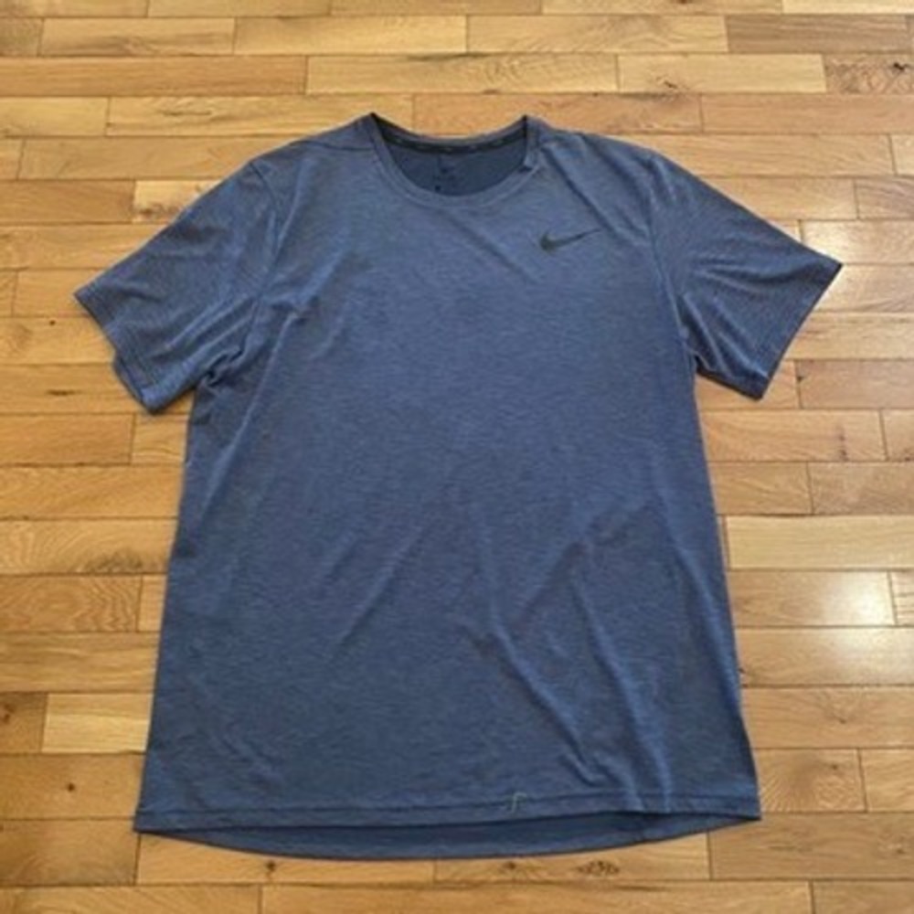 Nike Dri-FIT Mens Training Shirt Blue Heathered Short Sleeve Crew Neck XL